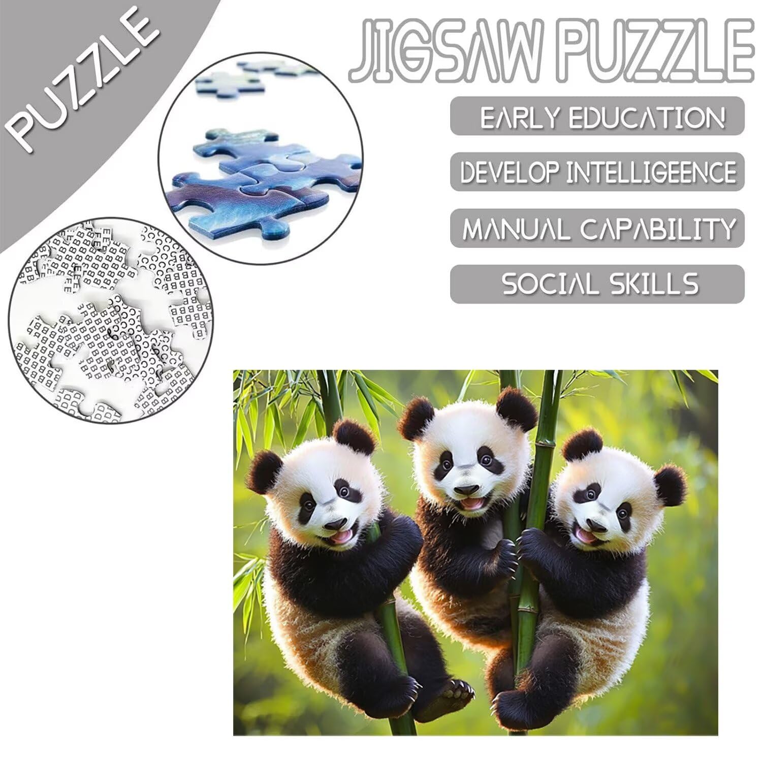 Puzzle 179 x 105 cm, 6000 sztuk puzzli dla dorosłych, prezent rocznicowy, prezent świąteczny, dekoracja domu, zapobieganie zwyrodnieniu mózgu u osób starszych (urocza panda) w-472