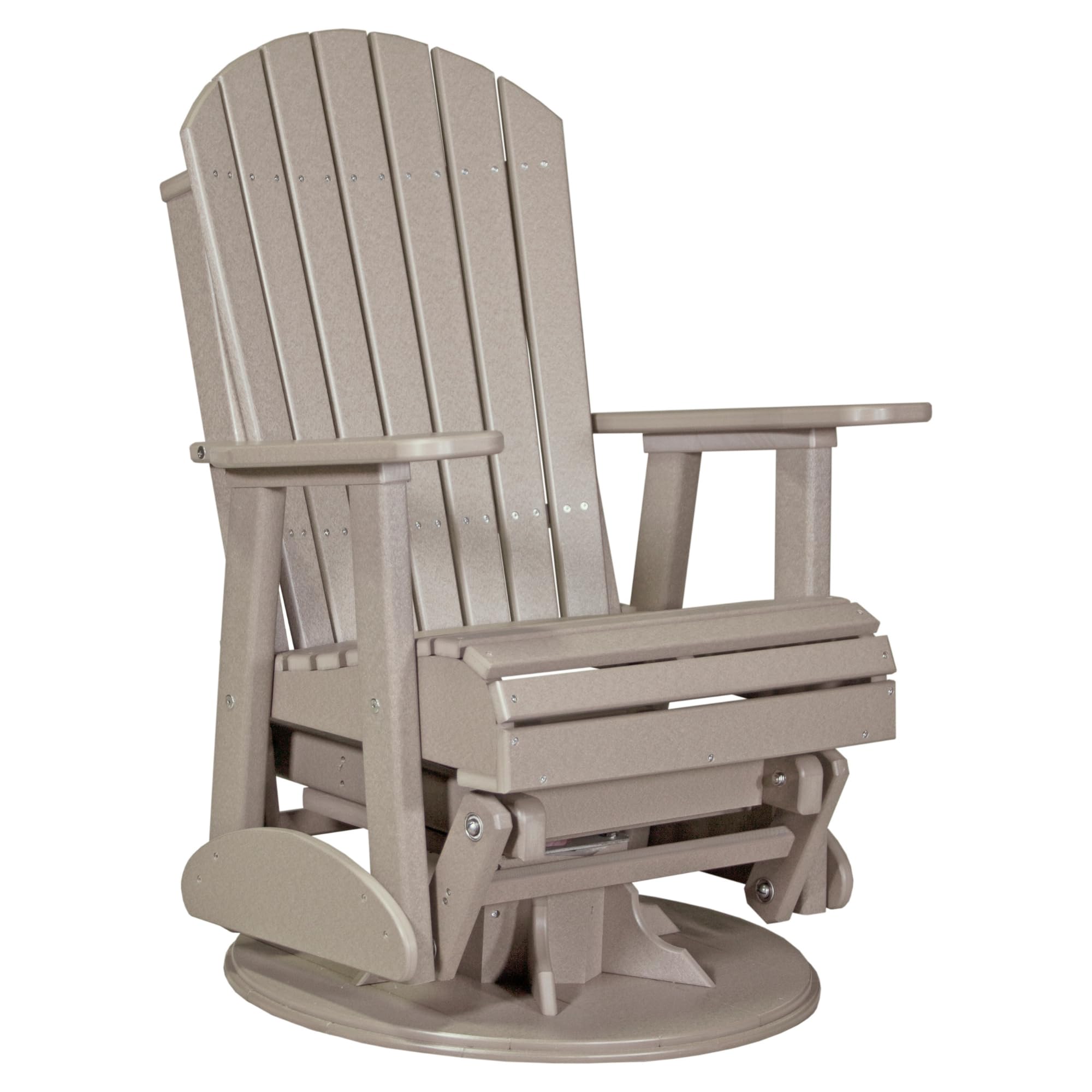 LuxCraft 2' Adirondack Outdoor Swivel Glider Chair, Patio Gliding Rocker, Swiveling Glider Rocking Chair for Outside (Weatherwood)
