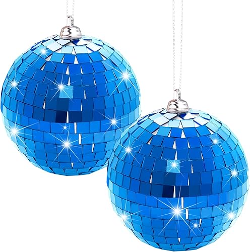 Miniatura 8 de 2 Piezas de Bolas de Espejo de Discoteca Bolas Colgantes para Efecto de Luz de DJ de Discoteca de los 50s 60s 70s Fiesta Decoración del Hogar