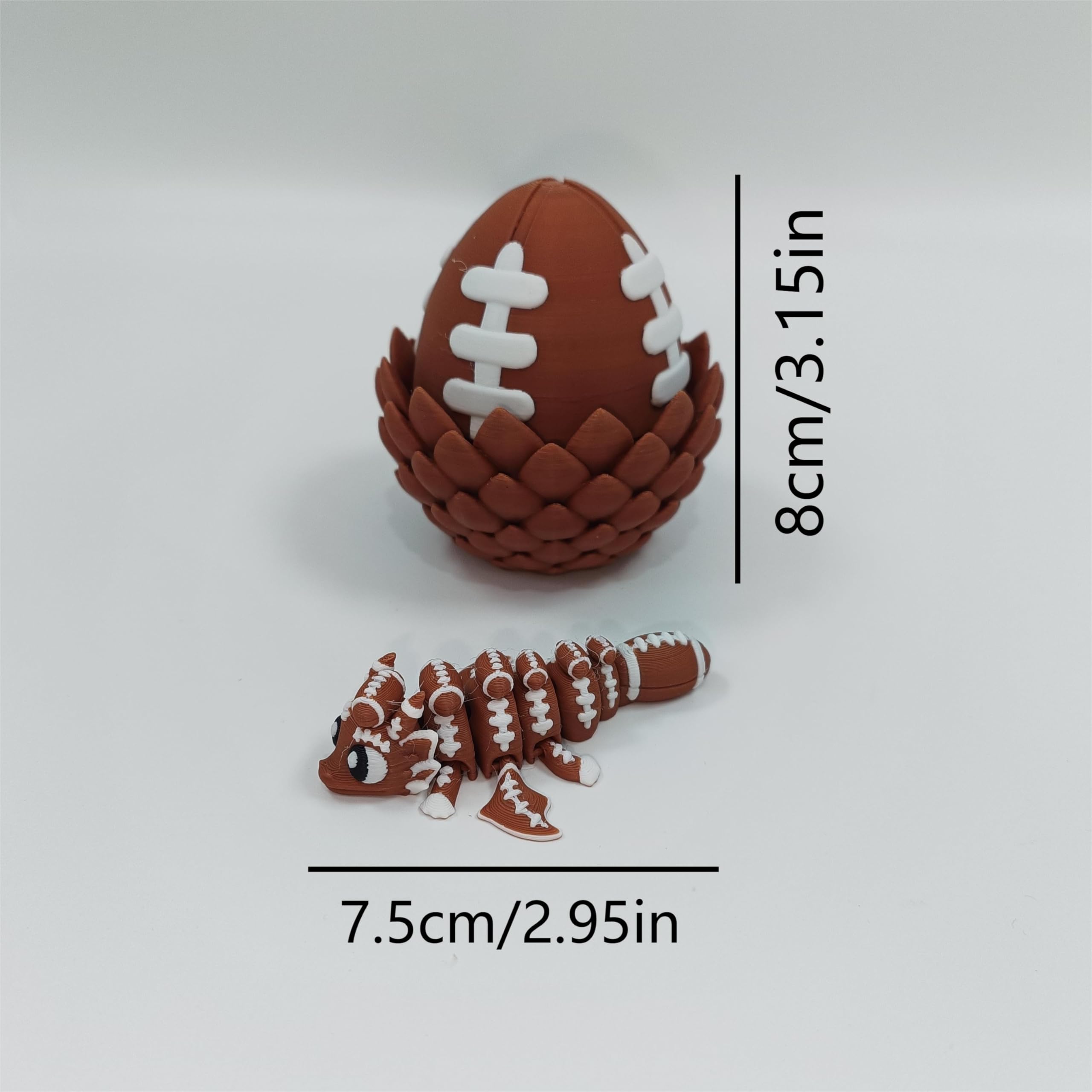 Zaczarowane jajko 3D z miniaturowym wnętrzem - ręcznie wykonany nadruk kolekcjonerski, fantazyjny wystrój i prezent (futbolowy smok i jajko (pudełko))