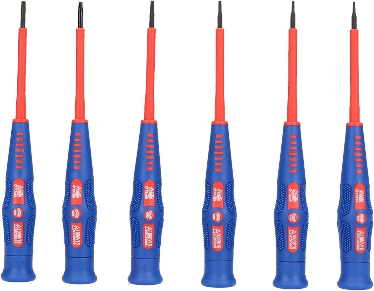 Electricians VDE Precision Tamper Torx Star Screwdriver Set T5 - T10 6pc Kit