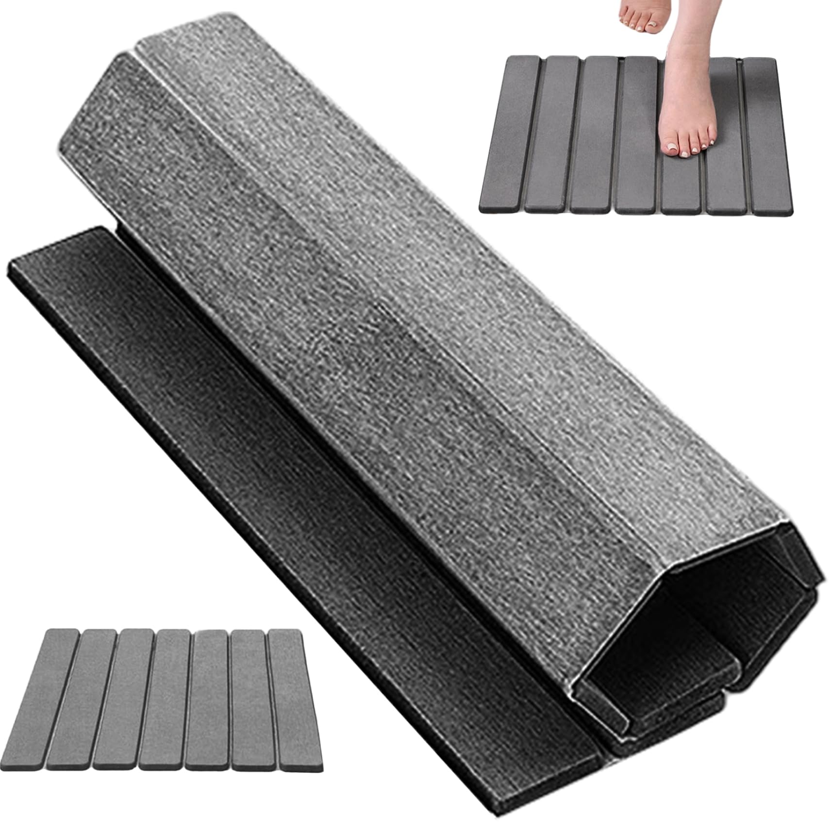 Alfombra de baño de Piedra de diatomita, Alfombra de Ducha de Piedra de Secado rápido de 16x12 Pulgadas, de baño Plegable sin Deslizamiento para la Cocina Bahtroom Shower Floor