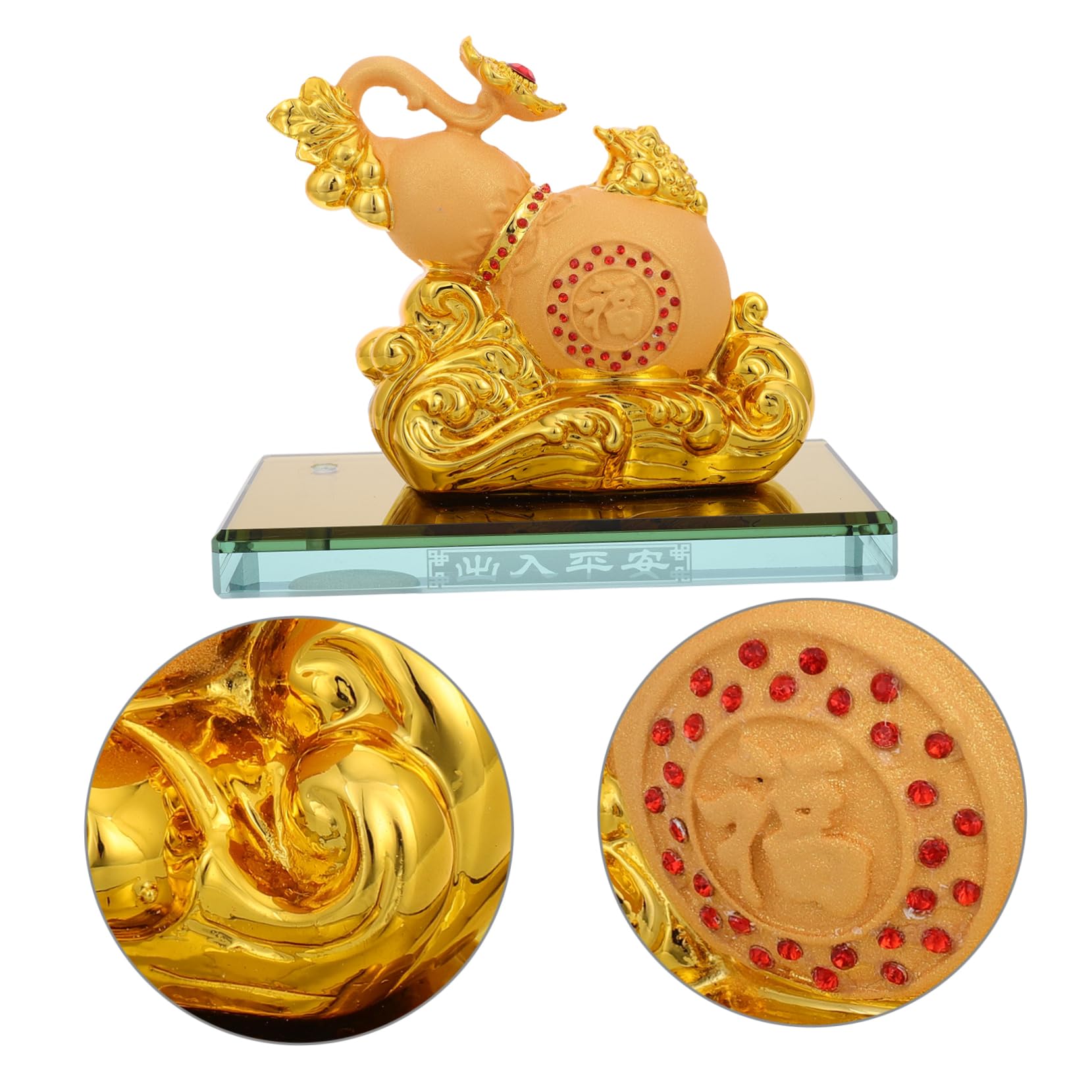 Kürbis Auto Ornament aus Kunstharz im Goldenen Retro Stil