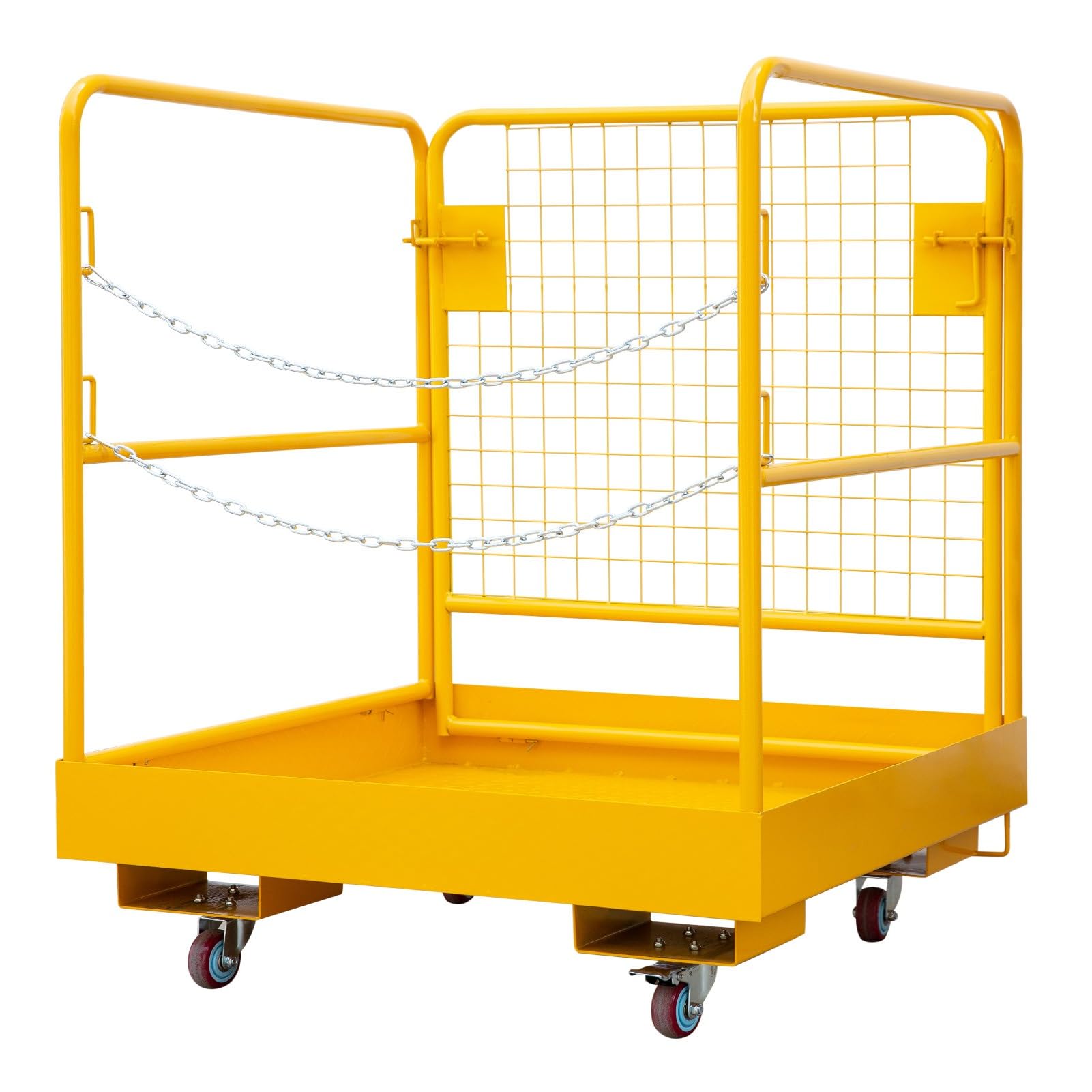 Acekool Nacelle de sécurité pour chariot élévateur, plateforme de travail pliable 2 personnes, acier, chaînes de sécurité, avec roulettes, pour maintenance/entrepôt – 36x36 in | 1200 lbs load capacity