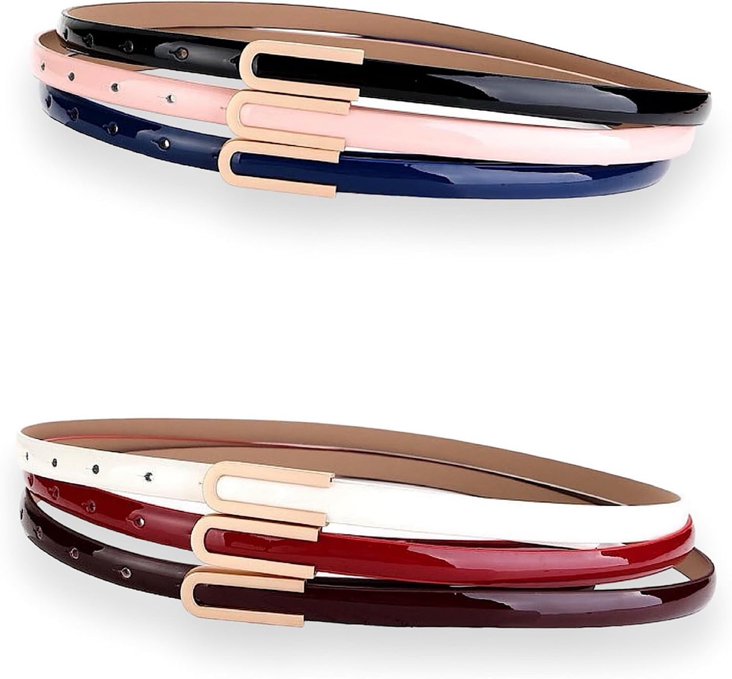 Women's Belt Fashion Elegant Skinny Patent Leather Belts Genuine Leather Waistband Slim Waist Belt Gold Alloy Buckle - Image 6