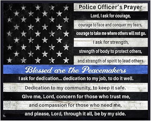 Miniatura 8 de Police Prayer Wall Art LARGE 11x14 - Thin Blue Line Patriotic American Flag Decor - Inspirational Religious Christian Wall Art for Law enforcement,
