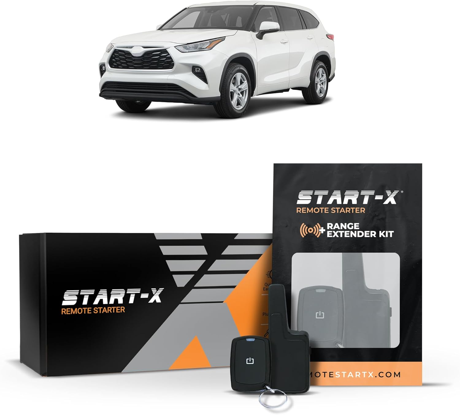 Start-X Remote Starter Kit + 2000ft 1 Way Range Extender for Toyota Highlander (2020-2021) Non-Hybrid Vehicles with Push-to-Start Ignition