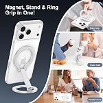 Phone Ring Holder for Magsafe Phone Grip iPhone 17 16 15 14 Air, Magnetic Cellphone Grip Finger Ring iPhone Kickstand for Magsafe Case Accessories Mag Car Mounts for Samsung S26 S25 S24, Sliver