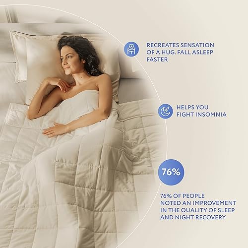 Miniatura 4 de SLEEP & GLOW Manta con peso refrescante de algodón de 400 hilos de alta calidad con cuentas de vidrio y sin pegamento para todas las estaciones,