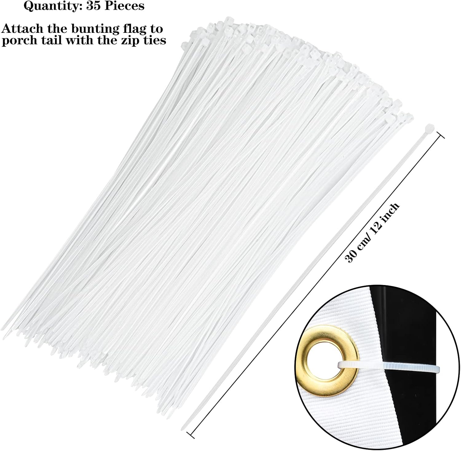 American Flag Bunting Patriotic Pleated Fan Flag USA Flags with Brass Grommets and Zip Ties for 4th of July Memorial Day Decoration Outdoor (10, 1.5x3 Feet) - Image 4