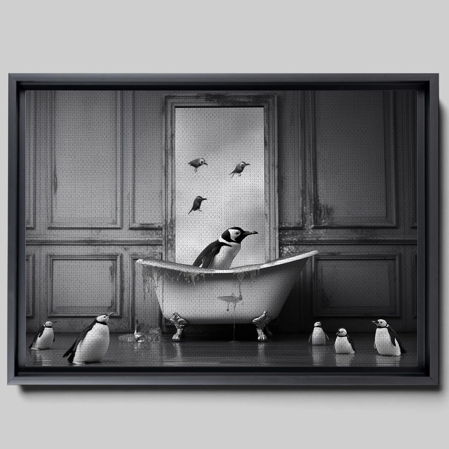Amazon.com: Funny Bathroom Decor Wall Art, Black and White Animals ...