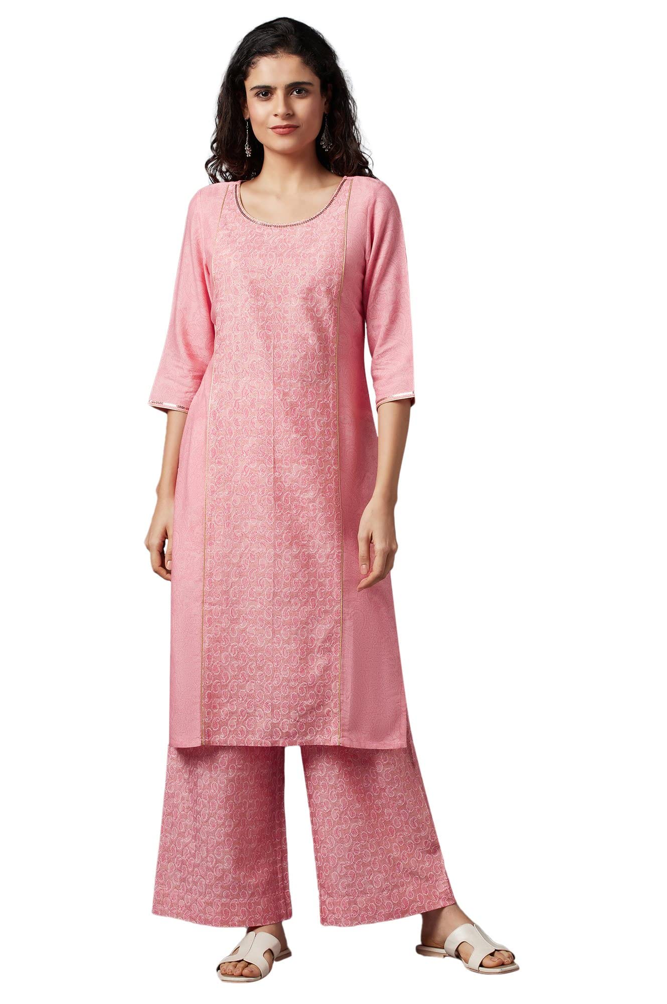 Aurelia Green Floral Printed Kurta & Trousers Set in green