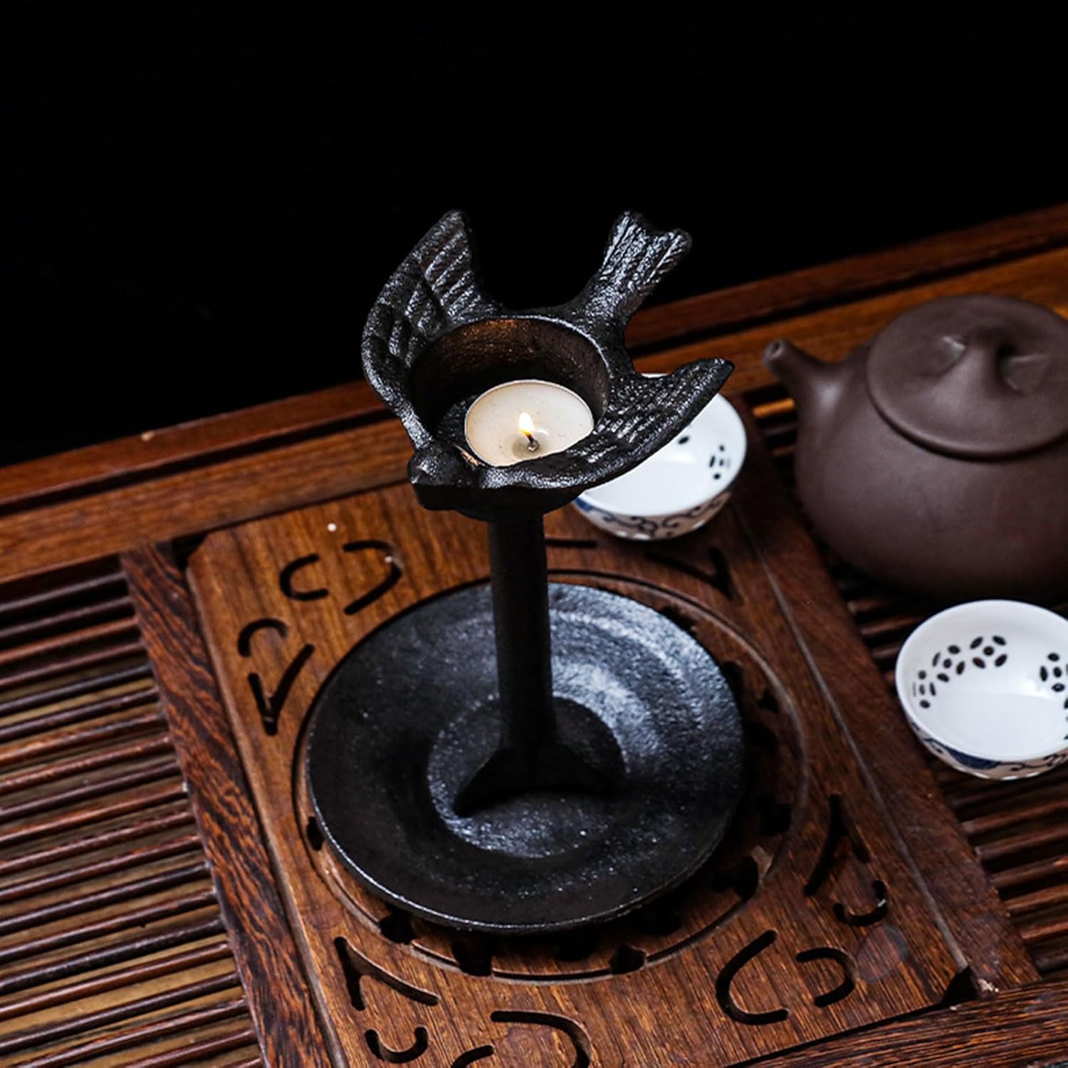 キャンドルホルダー アイアン 北欧 おしゃれ 鳥 アンティーク 鋳物