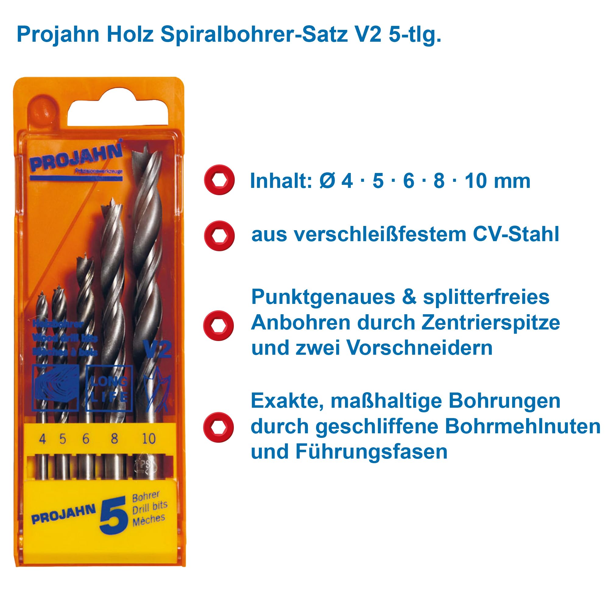 FRANTOS Holzschrauben Sortiment 3156-tlg (Stahl verzinkt) in L-BOXX + PROJAHN Holzbohrer Set 5-tlg + Felo TX Bit Set + Meterstab - Torx Spanplattenschrauben Senkkopf Universalschrauben
