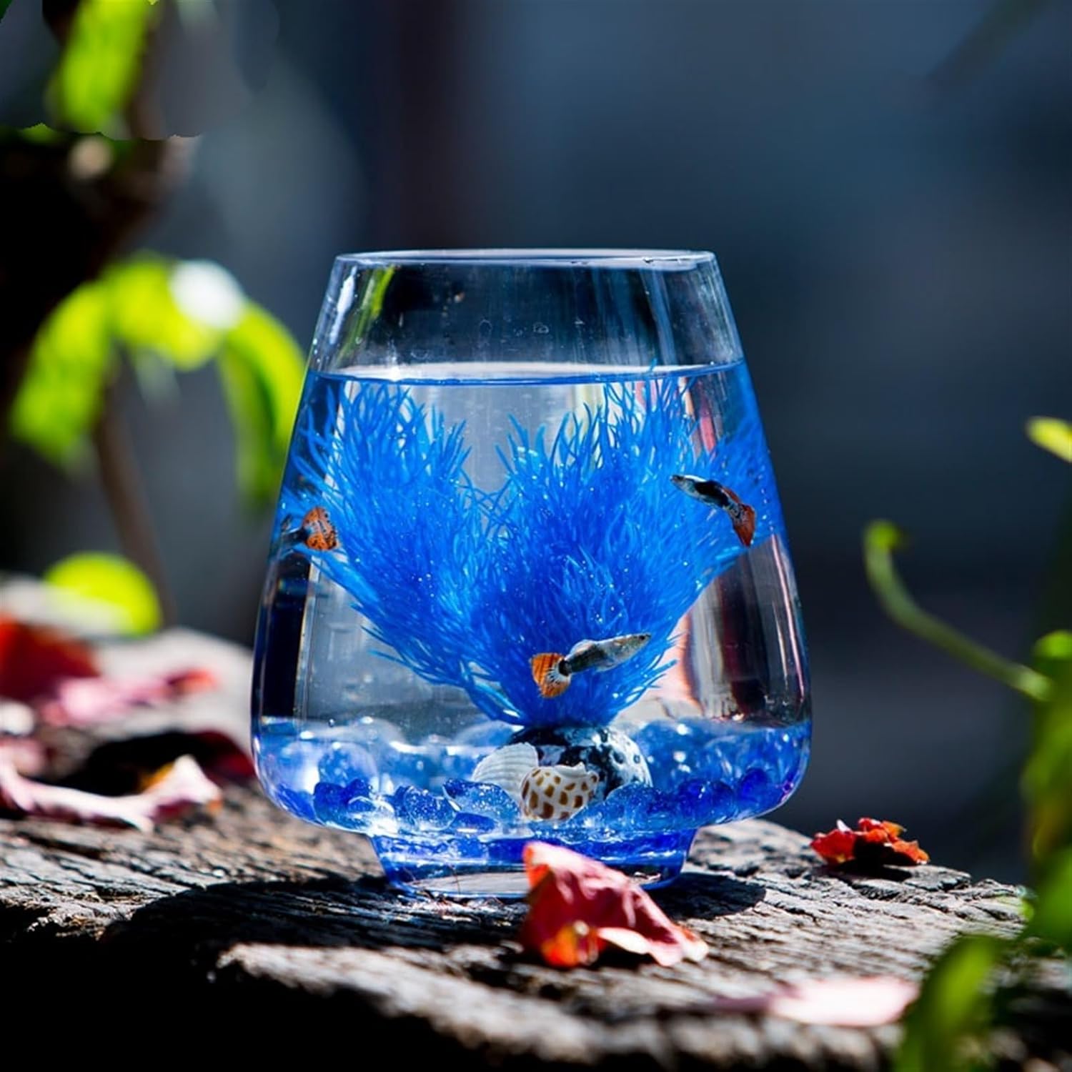 Aquarium Creative Transparent Glass Fish Tank Aquarium Desktop Living Room Small Goldfish Aquarium Office Hydroponics Plant Planter Fish Tank(Small)