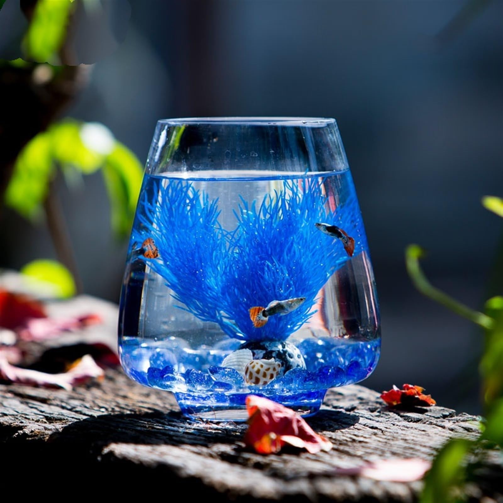 Acuario Tanque de Peces de Cristal Transparente Creativo, Acuario de Escritorio, Sala de Estar, pequeño pez Dorado, Acuario, Oficina, Planta hidropónica Peces Acuario(Grande)