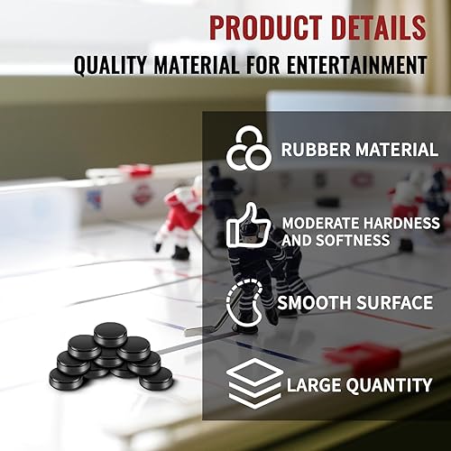Miniatura 9 de Liliful 0.98 x 0.33 Inch Mini Hockey Pucks for Tables Game Small Replacement Pucks Hockey Accessories for Kids Adults Fun Entertainment Equipment