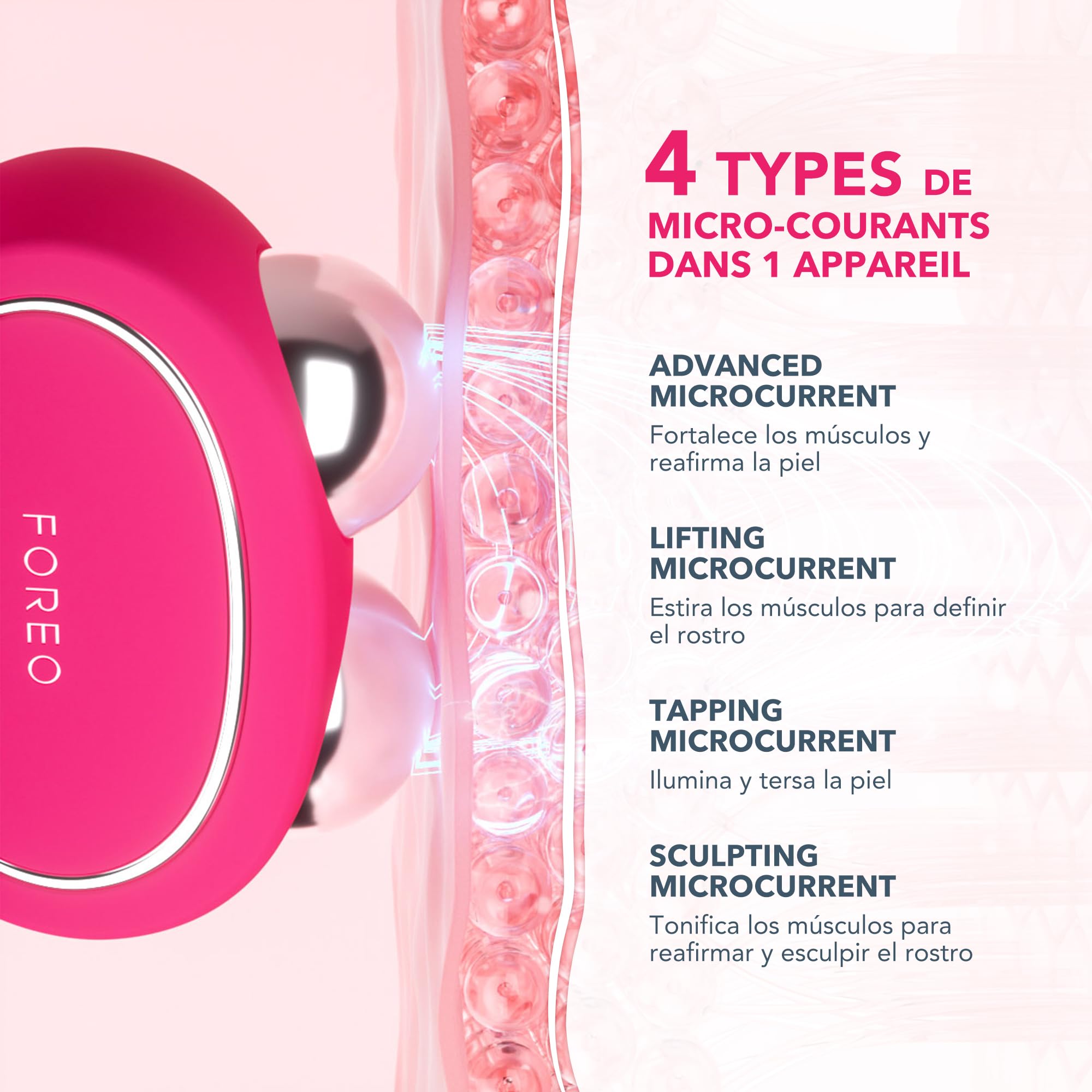 Set FOREO Total Facelift - Appareil micro courant visage avancé BEAR 2 + SUPERCHARGED SERUM 2.0 30ml + SUPERCHARGED Hydratant intense triple action HA+PGA 50 ml - Anti-âge - Soin visage