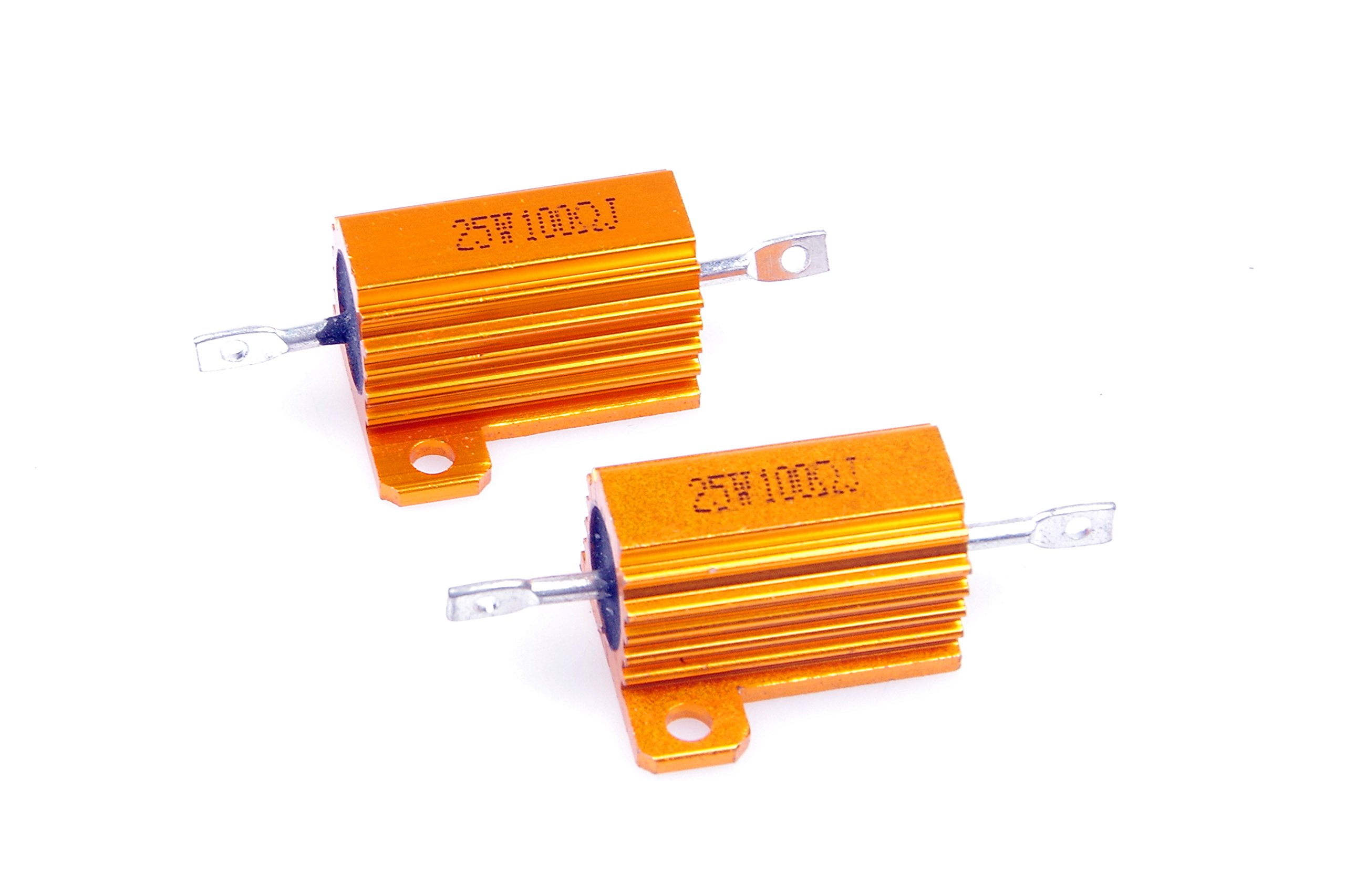 25 Watt 100 Ohm 5% Wirewound Resistor Electronic Aluminium Shell Resistor Gold (Pack of 2)