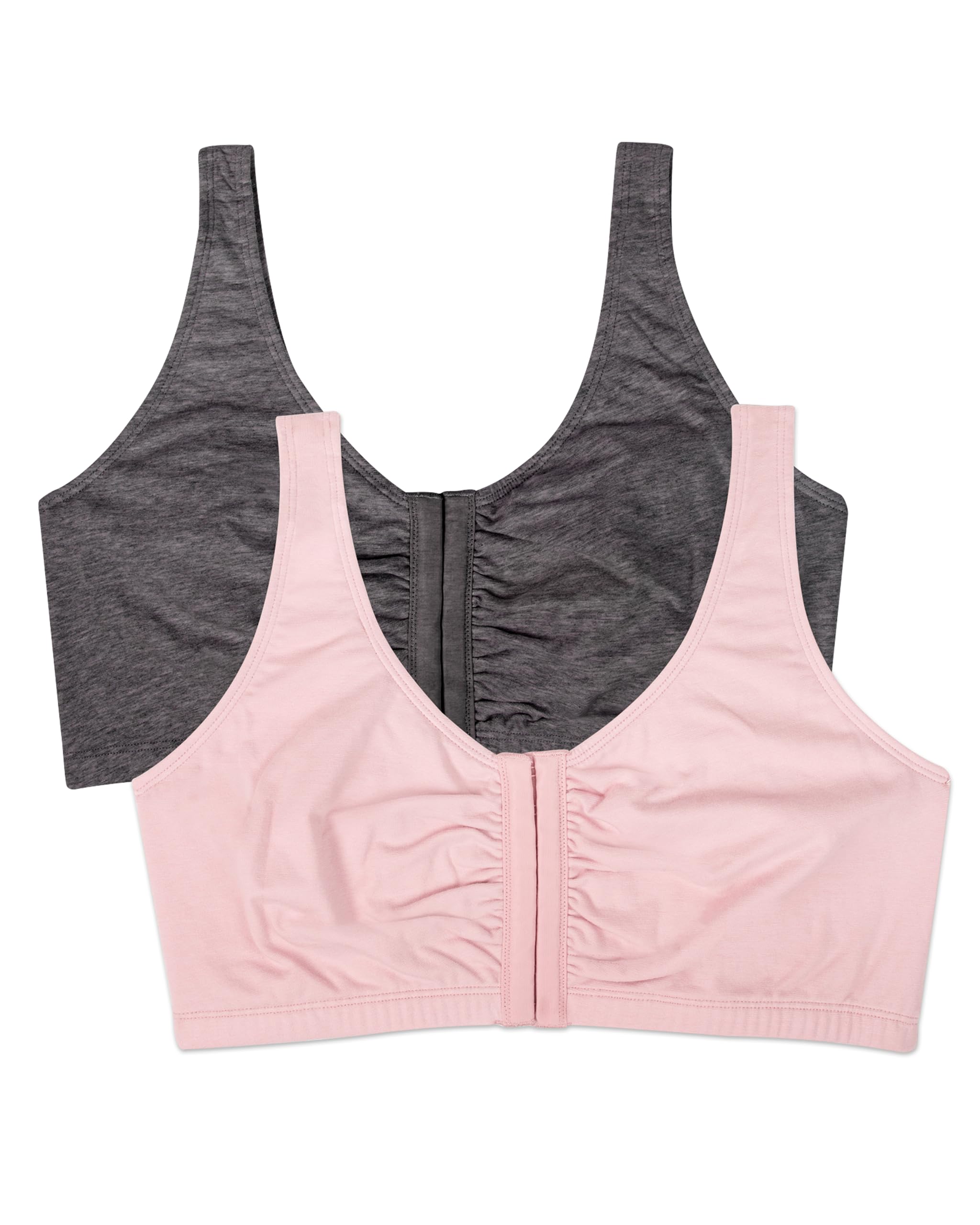 Fruit of The Loom womens96014Front Close Builtup Sports Bra Sports Bra - Blushing Rose/Charcoal -