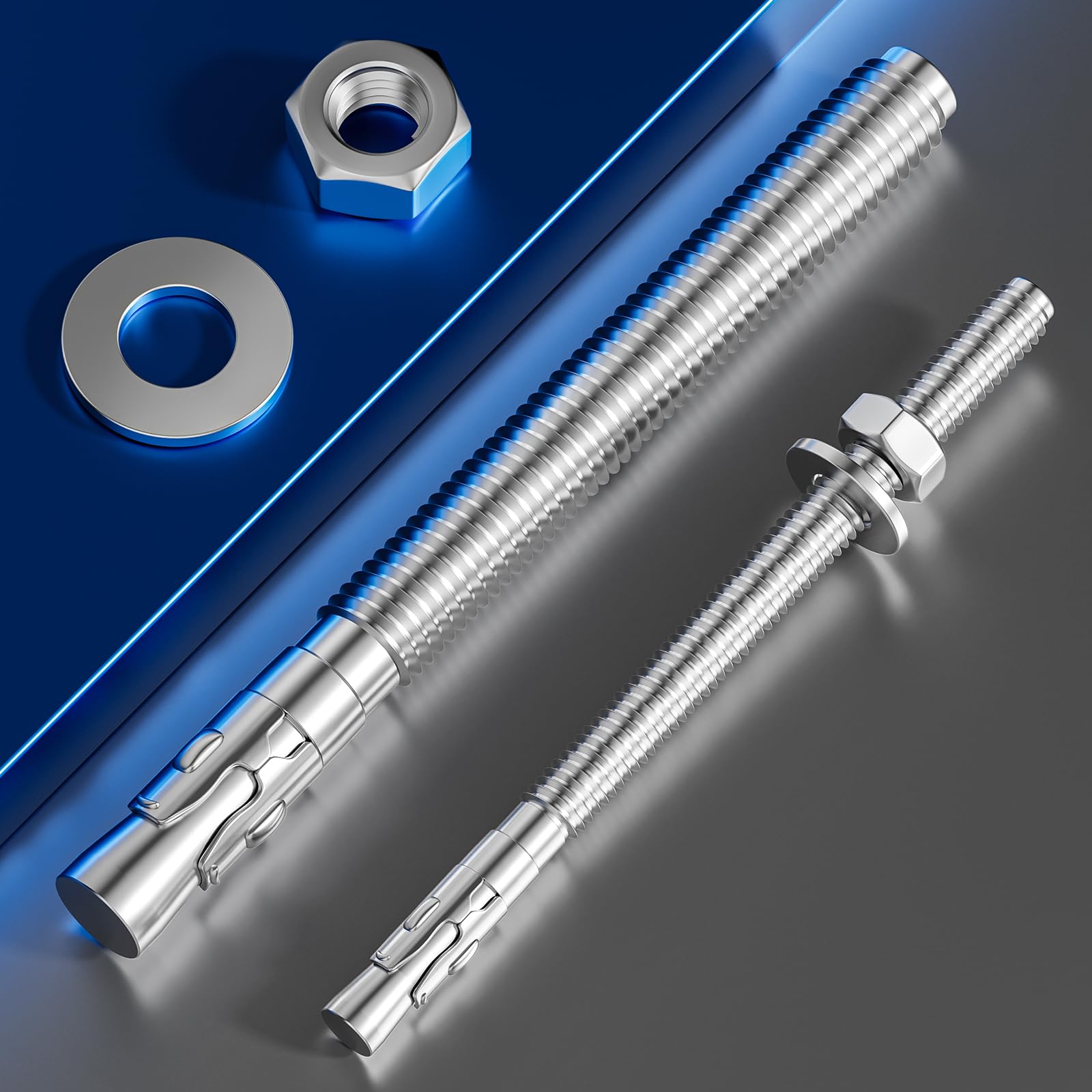 Wensilon 5 elementi di fissaggio standard da 5/8 x 5 pollici per ancoraggi a cuneo in acciaio inossidabile 304 per cemento e calcestruzzo