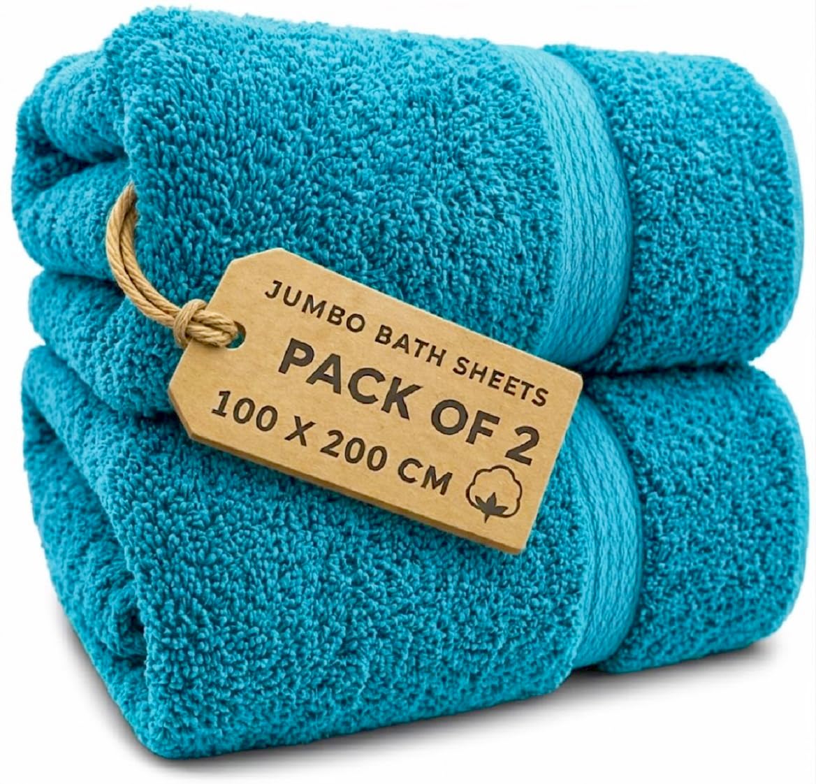 EDB 2X Extra Large Super Jumbo Bath Sheets Towels 100 cm W x 200 cm L Body Wrap Premium Quality 100% Egyptian Cotton Beach, Gym, Spa, Hotel Towel Set Super Soft XL Bath Towel 600-GSM (Teal) — image 1