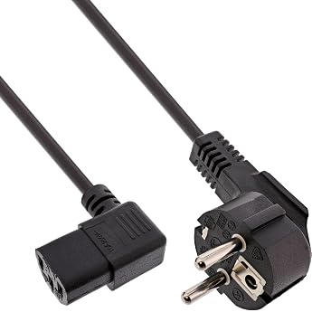 InLine  protective ground contact angled for cold-device plug C13 network cable 1 m black
