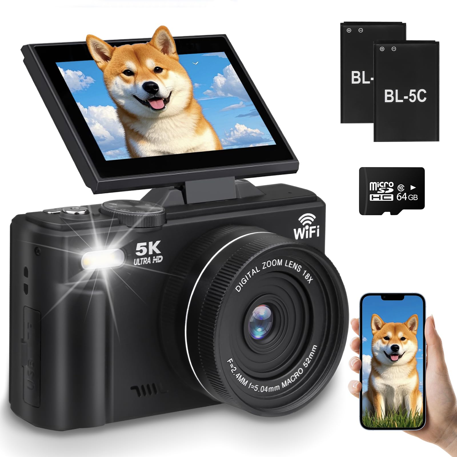 ❤️値下❤️デジタルカメラ 5K録画 デジカメ 7500万画素 Wi-Fi機能UHD Amazon | デジカメ 5K デジタル 5K録画 7500万画素 コンパクト