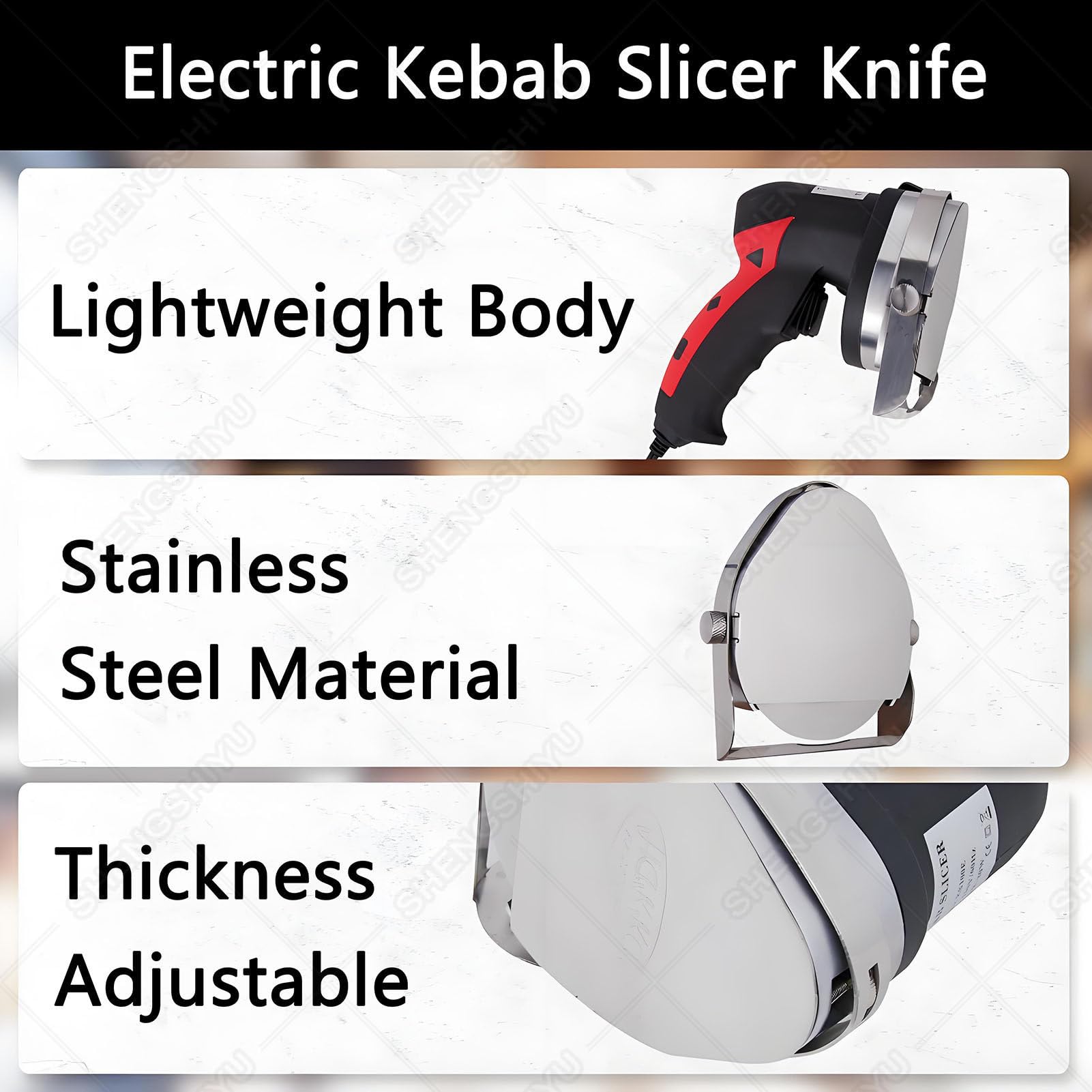 Coltello Elettrico da 80W per Kebab e Kebab con 2 Lame