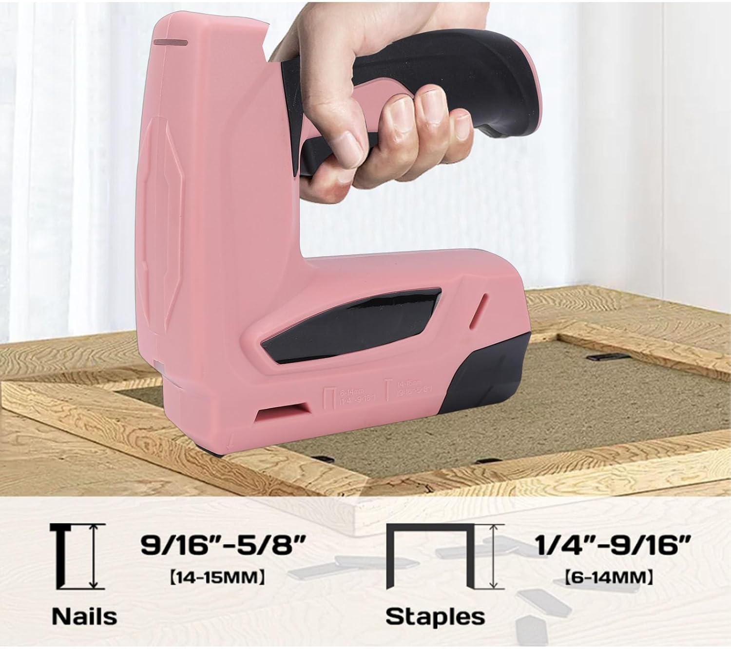 Yosoo 2000mAh Lithium Ion Battery Cordless Electric Brad Nailer U T Nails, Suitable for Home Woodworking with ABS Material, Compact Size for Easy Handling
