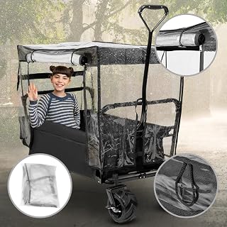 Miweba Universal Regenschutz für faltbaren Bollerwagen (Transparent) | 120x62x70 cm | Fenster | Dach | Wagen für Kinder | Handwagen faltbar | Transportwagen mit Dach | Gartenwagen | Strandwagen