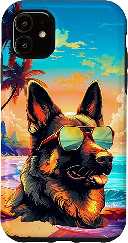 Funda para iPhone 11 con diseño de pastor alemán, para amantes de los perros, playa, mar, para niños y niñas disponible en Yaxa Guatemala
