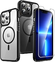 Vista 45 de TAURI Funda magnética 5 en 1 diseñada para iPhone 14 para iPhone 13, [compatible con MagSafe] con 2 protectores de pantalla + 2 protectores de lente