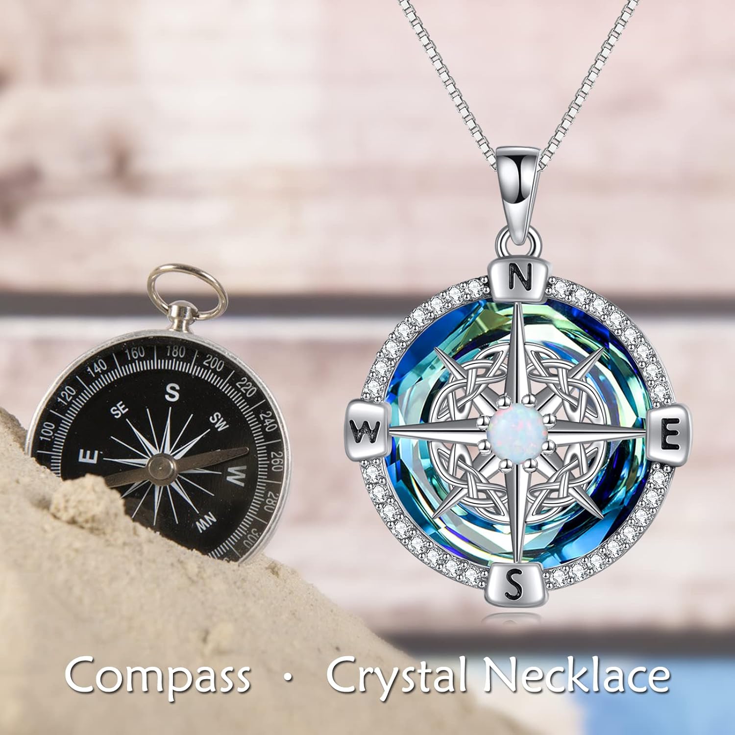 WINNICACA Valentines Day Gifts for Her Compass Necklace for Women Sterling Silver Travel Necklace Jewelry Anniversary Birthday Graduation for Wife Girlfriend Her Mother Sister - Image 2