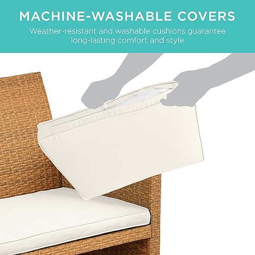 Miniatura 120 de Best Choice Products Juego de muebles de conversación de patio de mimbre al aire libre de 4 piezas para patio trasero con mesa de café, cojines de