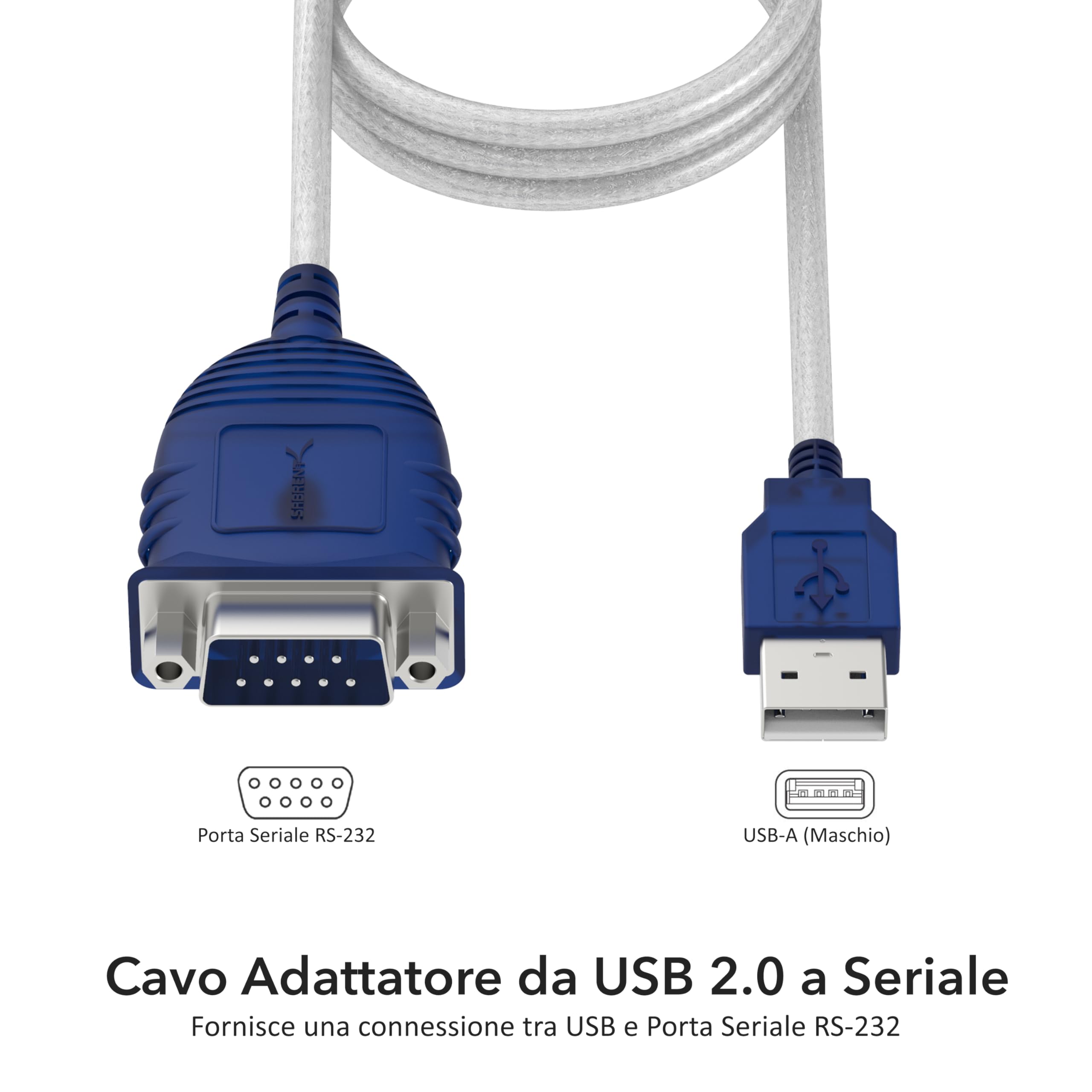 Sabrent Cavo da USB a Seriale [9 Pin] DB 9 RS 232, Convertitore Maschio Chipset Prolifico con Dadi Esagonali, [Windows 11/10/8.1 8/7/VISTA/XP, Mac OS X 10.6 e Versioni Successive] 0,7 m (CB-DB9P)