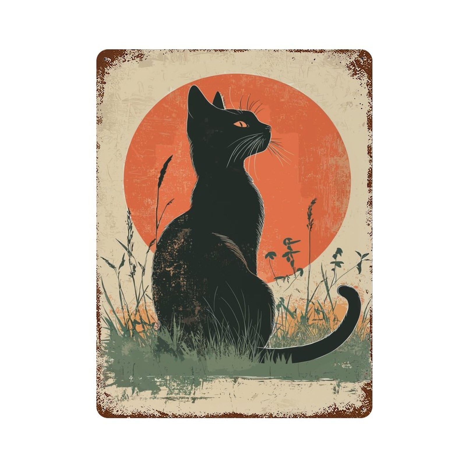 Siamese Cat Sunset Rustic Tin Plaque 15.7"x11.8", Ideal for Shed, Workshop And Garage Wall Decor