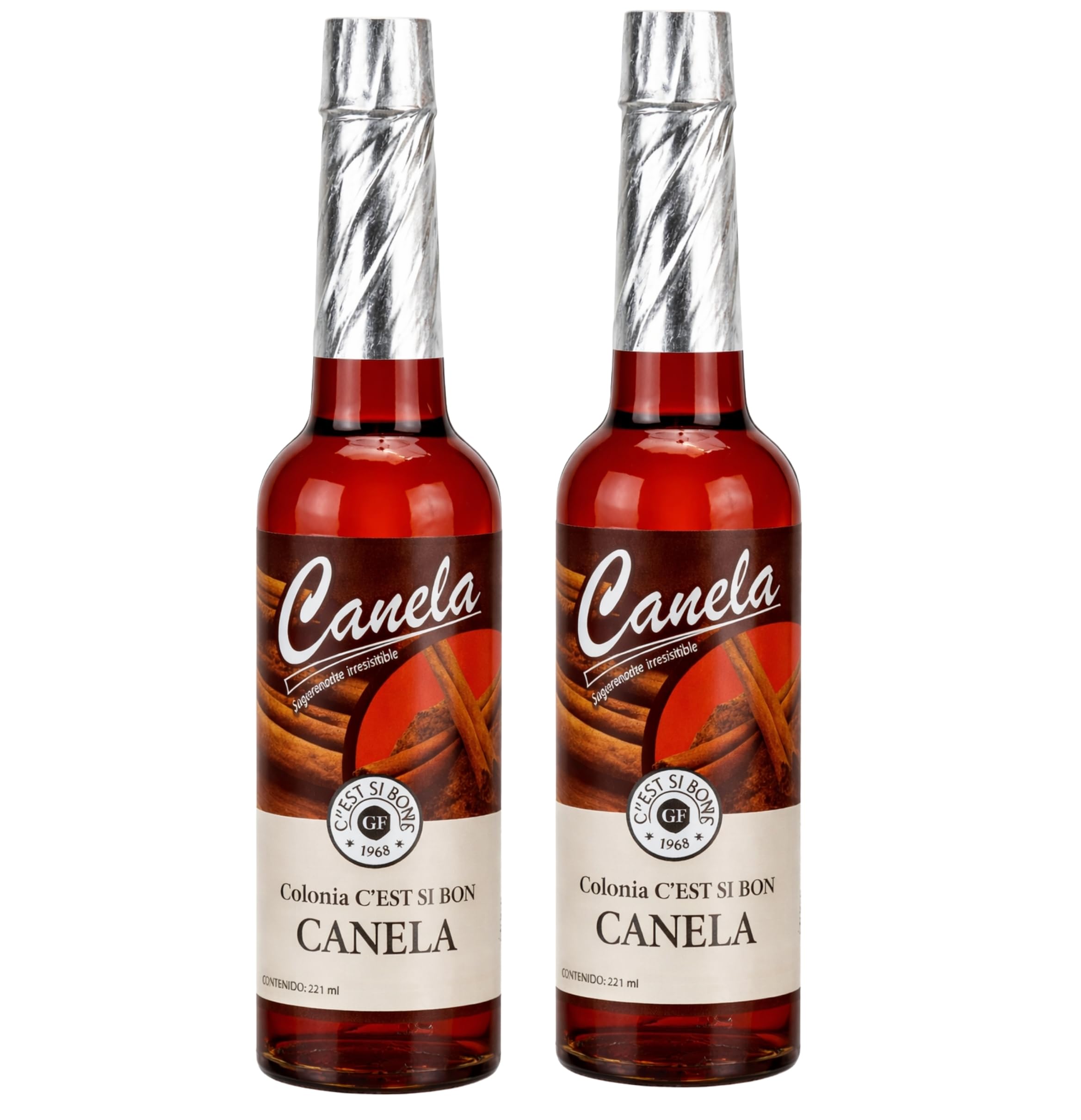 C’est Si Bon Agua de Canela 221ml – Agua de Colonia Aromática y Estimulante, Fragancia Especiada Cálida para Uso Corporal y Ambiental - Pack Laborawi (2 x 221ml)