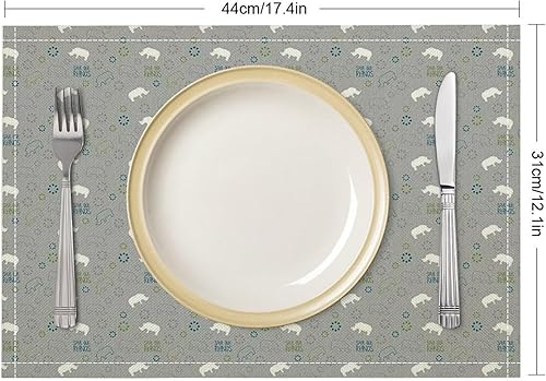 Miniatura 2 de Save Our Rhinos Home Linen Placemats Heat Resistant Dining Table Plate Mats for Halloween Thanksgiving Christmas Party