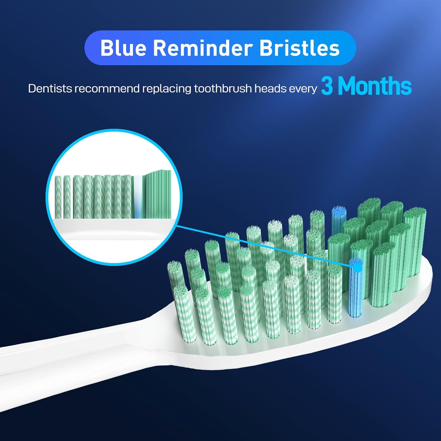 Toothbrush Replacement Whitening Heads Compatible with TAO Clean Sonic Electric Toothbrush - Brush Heads Refills, Medium Bristles, White