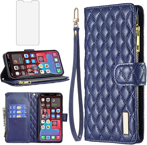 Asuwish Funda de teléfono para iPhone 12 Pro Max 6.7 con protector de pantalla de vidrio templado y tarjetero de cuero para iPhone 12promax 5G i 12s