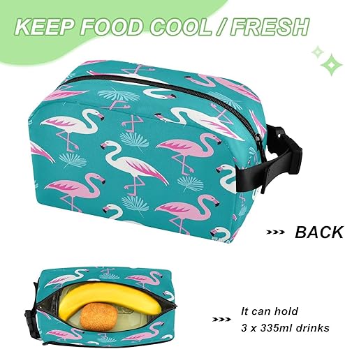 Miniatura 2 de Bolsas aisladas resistentes al agua, térmicas, con hebilla, lonchera térmica para jardín de infantes, elegante, flamenco, melocotón, cian, bolso de
