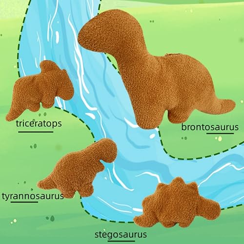 Miniatura 5 de Juego de 4 piezas de peluche con pepita de dinosaurio, suave, con cremallera, con 3 pequeños animales de peluche de pepita de pollo, juguetes de