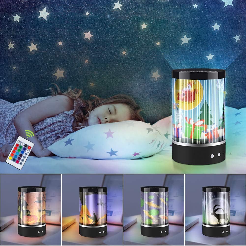 Star Projector Lights - New Animated Night Light,360 Rotating Dimmable Dynamic Lamp,Sleep Soothing 16 Color Changing Lamp with Remote Control for Kids, Bedroom, Birthday, Nursery Light, Christmas