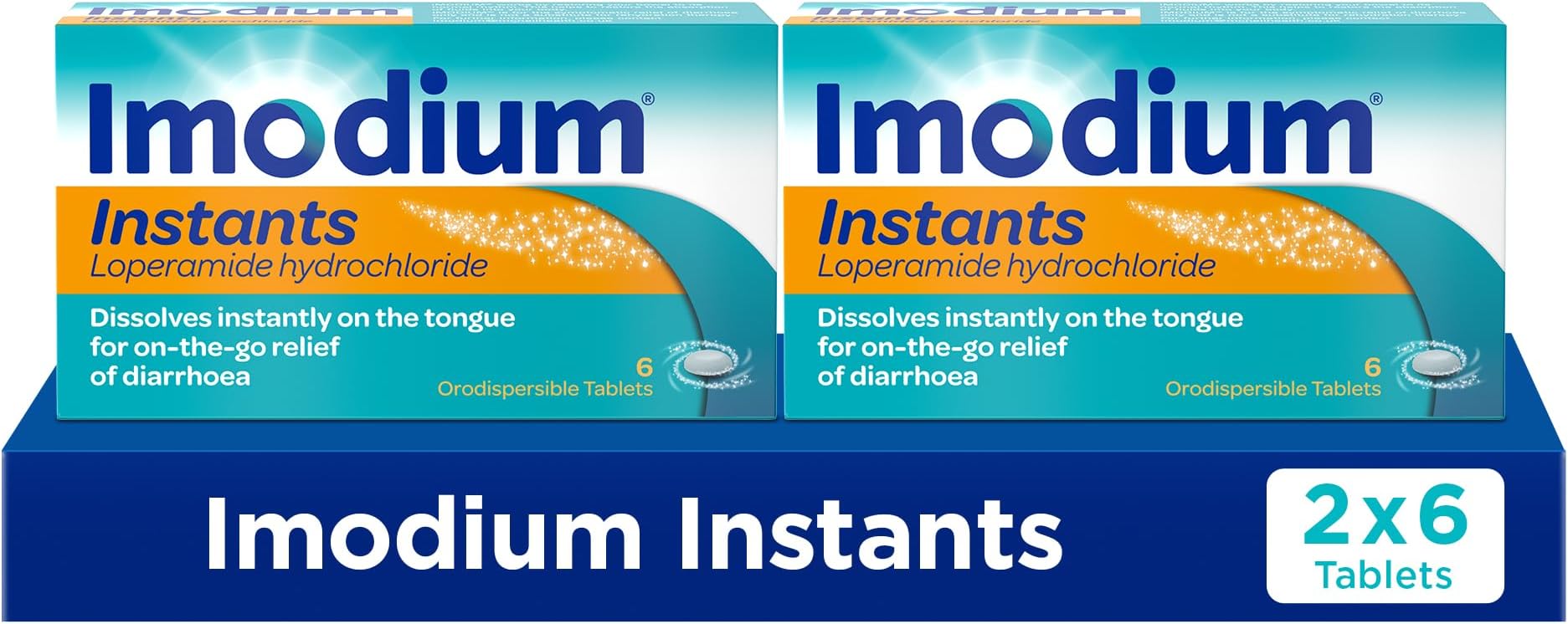Instants - Fast Dissolving Tablets for On-The-Go Diarrhoea Relief in Under 1 Hour, 6 Count (Pack of 2)