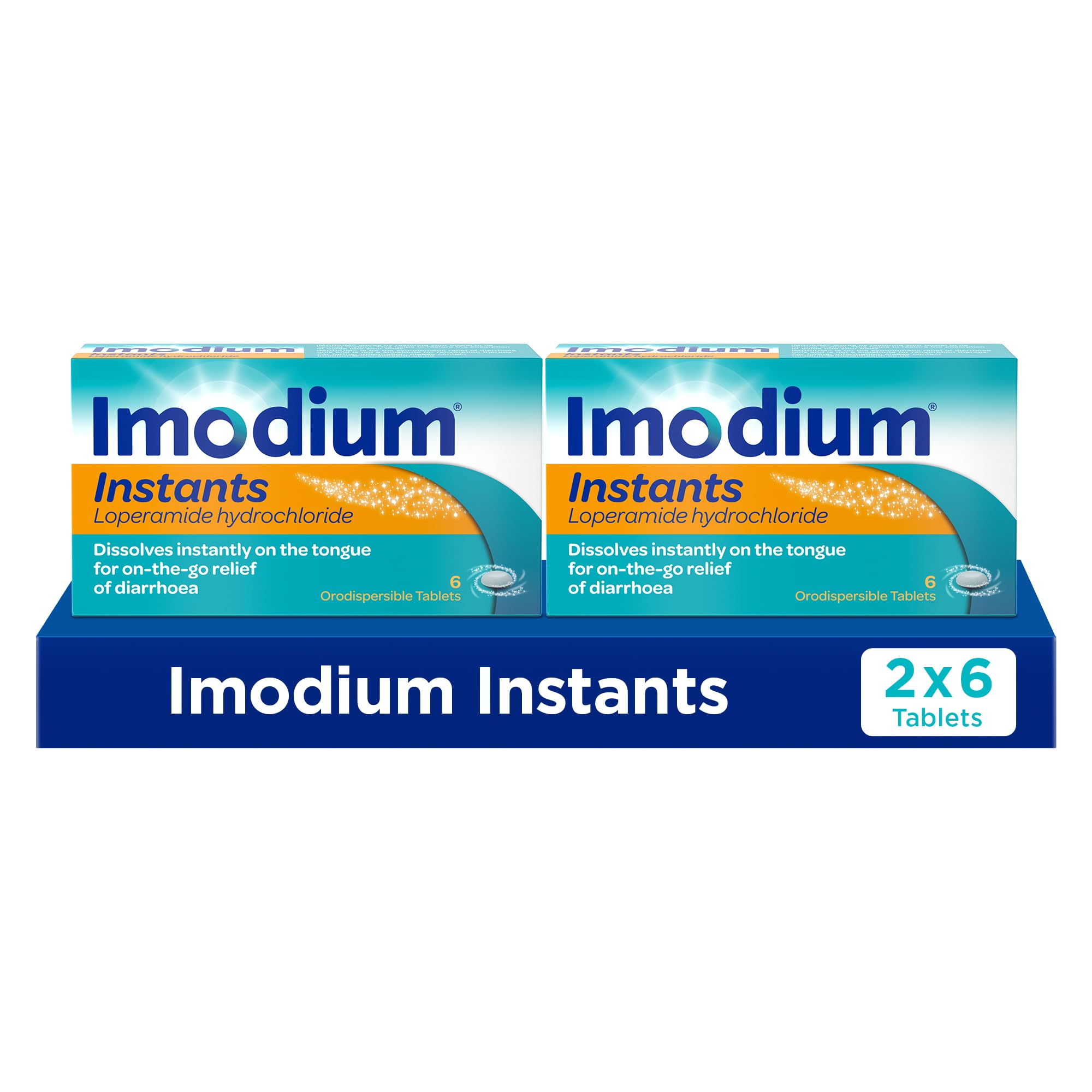 Imodium Instants - Fast Dissolving Tablets for On-The-Go Diarrhoea Relief in Under 1 Hour, 6 Count (Pack of 2)