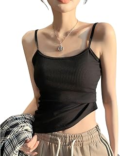 [OMKUY] キャミソール レディース 無地 タンクトップ Uネック 細身効果 トップス 高弾性 インナー L ブラック | 吸汗速乾タイプ 汗取りインナー 女性 チューブトップ スリップ 重ね着 部屋着 抗菌防臭 柔軟 肌に優しい 四季適用