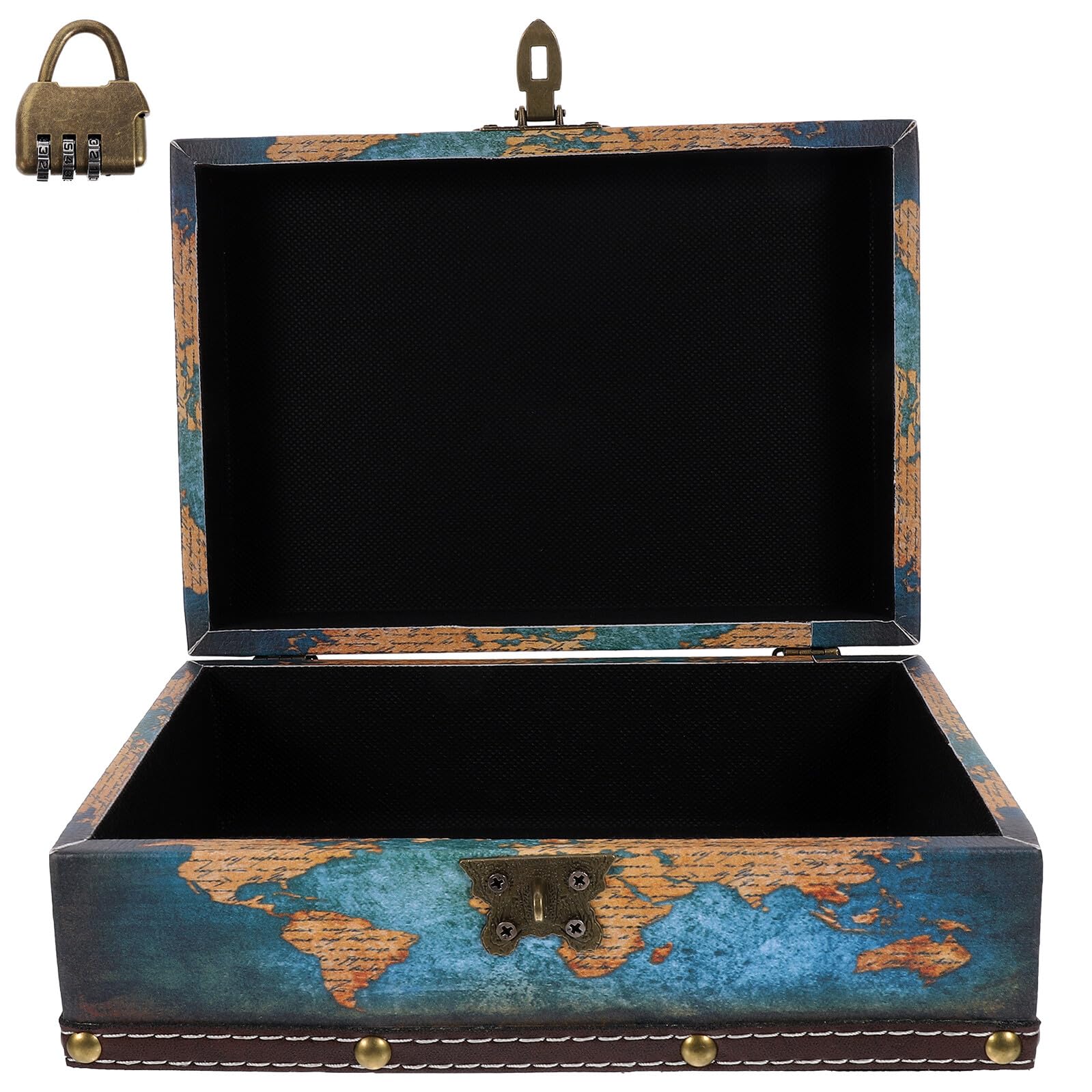 Hölzerne Schatztruhe Vintage Stil Schmuckschatulle Mit Muster Für Aufbewahrungsbox Geschenkbox Dekoration Zuhause Büro Schreibtisch Accessoire