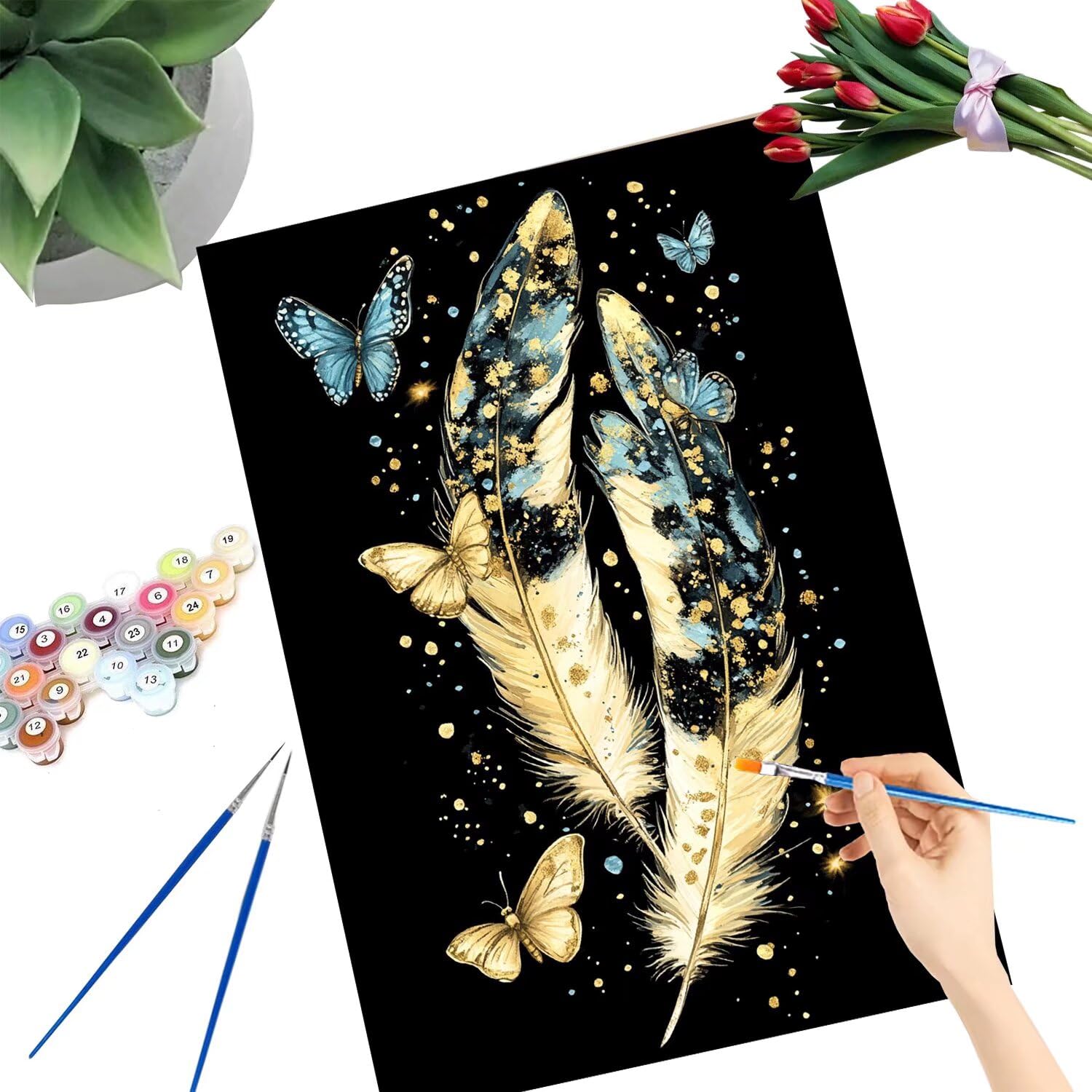 Malowanie po numerach, malowanie po numerach, dla dorosłych motyl malowanie według numerów dla dorosłych rzemiosło, malowanie według numerów dzieci, obraz olejny akrylowy pigment rysunek lakier (bez