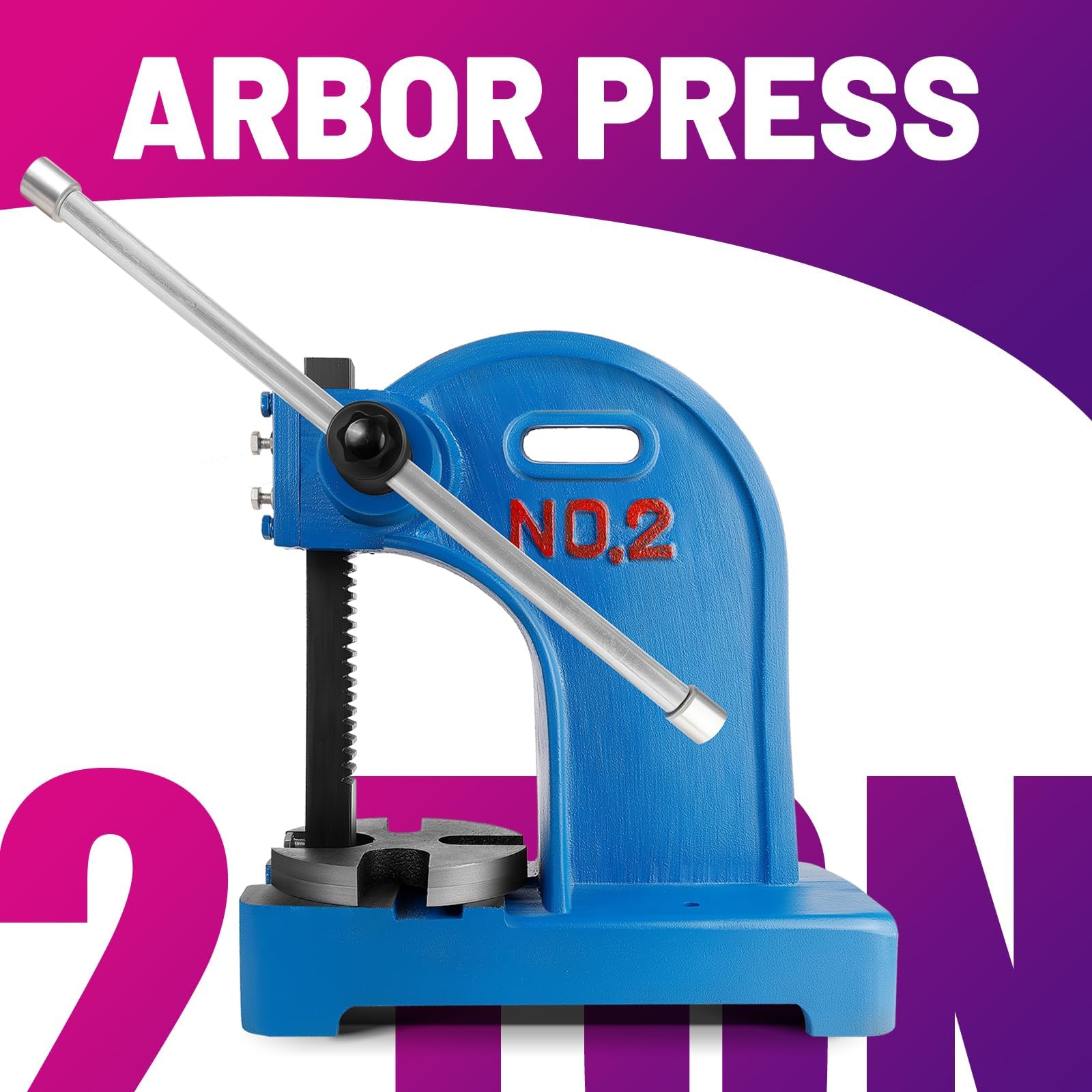 Prensa manual de 2 toneladas de hierro fundido resistente para estampar y doblar, herramienta de taller versátil con 17.3 pulgadas de altura, ideal para proyectos de metalurgia